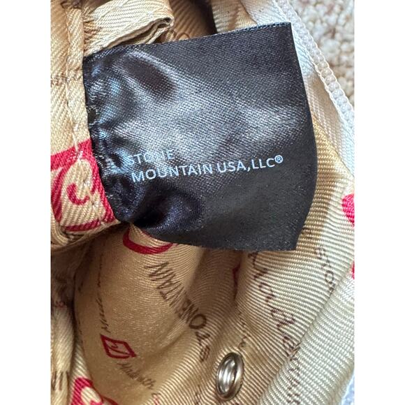 STONEMOUNTAIN HAND bag/purse, small Wristlet; LEATHER, White with teal stripe - Picture 7 of 9